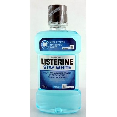 Burnos skalavimo skystis LISTERIN STAY WHITE, 250 ml