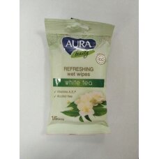 Drėgnos servetėlės AURA white tea, 15 vnt.