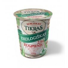 Ekolog. rūgpienis TIKRAS, 2,5% rieb., 500 g