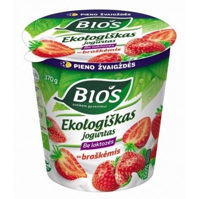 EKO jogurtas BIOS, 3,1% r. su braškėmis, 370 g