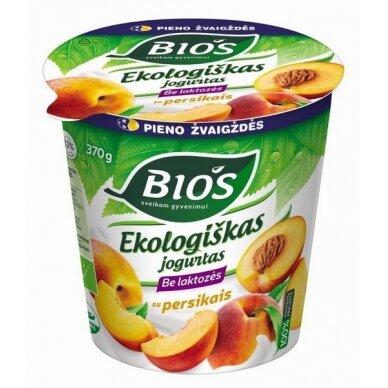 EKO jogurtas BIOS, 3,1% r., su persikais, 370 g