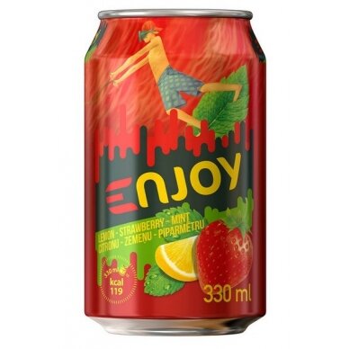 Gaiv. gėrimas NJOY Lemon-Strawberry-Mint 0,33l sk.