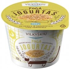 Jogurtas VILKYŠKIŲ, su vanile ir skrud. linų sėm.,3,5%, 200g