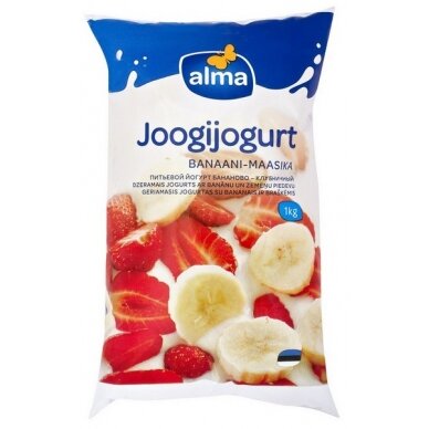 Jogurtas ALMA, su bananais ir braškėmis, 1,5%, 1 kg