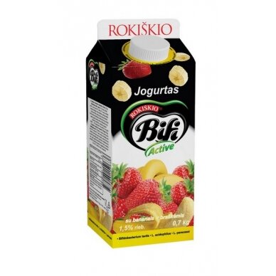 Jogurtas BIFI ACTIVE 1,5% r., su bananais ir brašk., 700 g