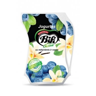 Jogurtas BIFI ACTIVE 2 % rieb. su mėlynėmis ir vanile, 900 g