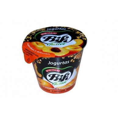 Jogurtas BIFI ACTIVE, 2%, su persikais ir dribsniais, 200 g