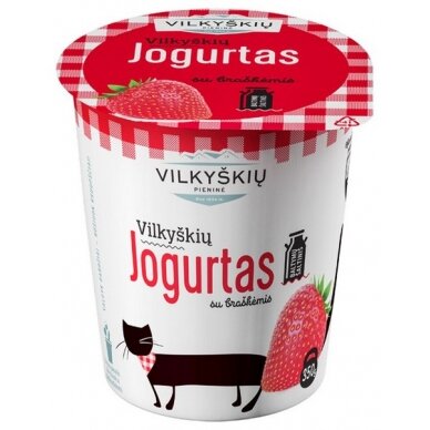 Jogurtas VILKYŠKIŲ, su braškėmis, 3,5% riebumo, 350 g