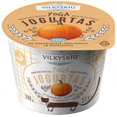 Jogurtas VILKYŠKIŲ,su svar.,moliūg.ir dribs.,3,5% rieb.,200g