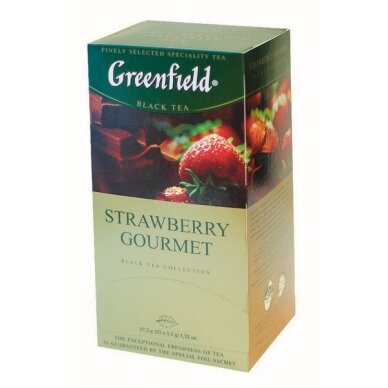 Juodoji arbata GREENFIELD Strawberry Gourmet, 25x1,5 g