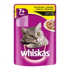 Kačių ėdalas WHISKAS  su vištiena, vyresnėms nei 7m., 100 g