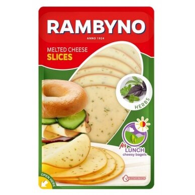 Lydytas sūris RAMBYNO, su žolelėmis, 45% r., riekel., 150 g