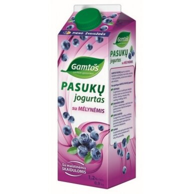 Pasukų jogurtas GAMTOS 1,2% rieb. su mėlynėmis, t-rex, 900 g