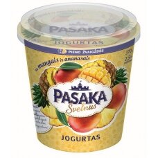 Švelnus jogurtas PASAKA, 2,5% r., su mang. ir ananas., 370 g