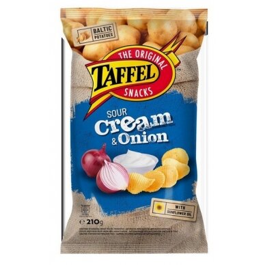 Traškučiai TAFFEL S.CREAM & ONION CHIPS, 210 g