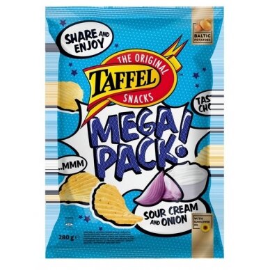 Traškučiai TAFFEL S.CREAM & ONION Mega Pack, 280 g