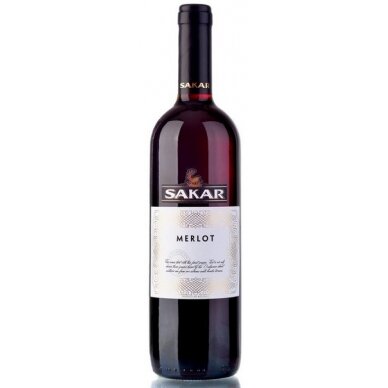 Vynas SAKAR Merlot, raud. p. Sausas, 12%, 0.75l